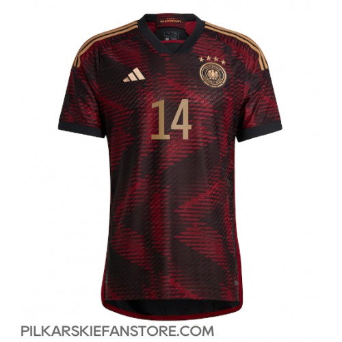Tanie Strój piłkarski Niemcy Jamal Musiala #14 Koszulka Wyjazdowej MŚ 2022 Krótkie Rękawy